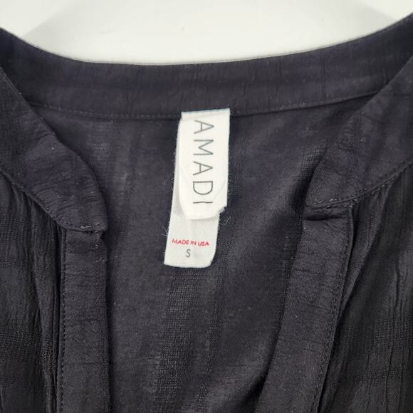 Amadi Rossi Anthropologie Ruffle Mini Tunic Dress Size S Black Long Sleeve Boho - Picture 5 of 10